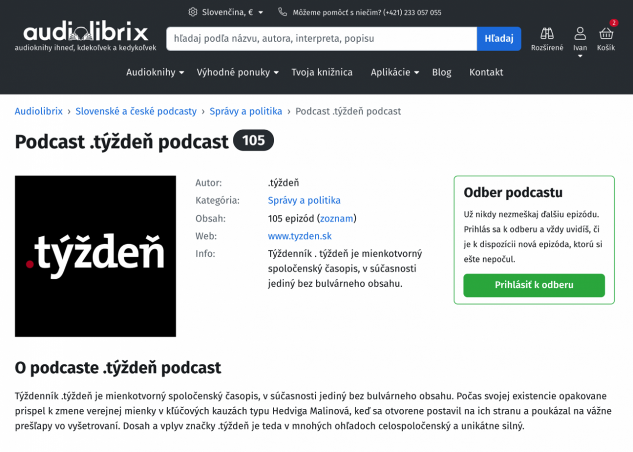 Podcasty .týždňa nájdete v zozname slovenských a českých podcastov 