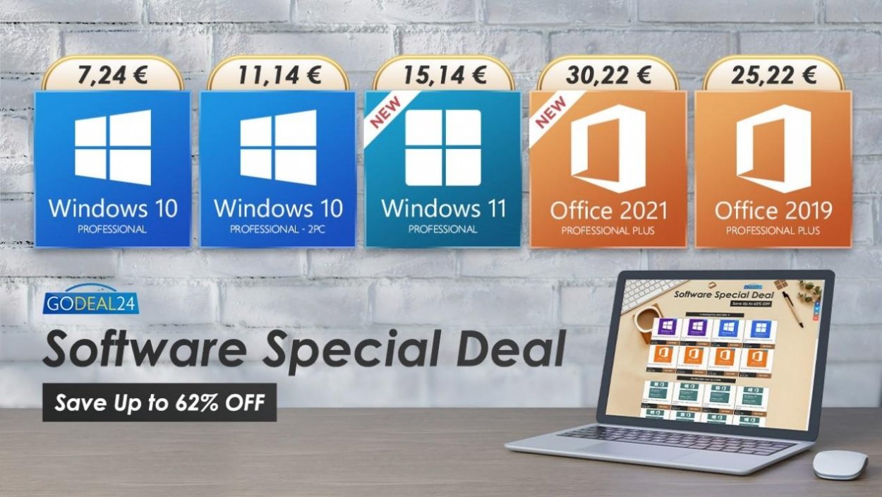 Godeal24: Operačný systém Windows začína na 7,24 €, špeciálna cena Microsoft Office 2021 na obmedzený čas