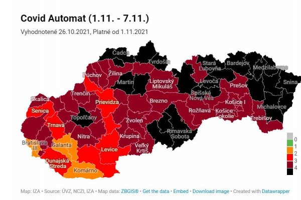 Od dnes je v čiernej farbe 24 okresov