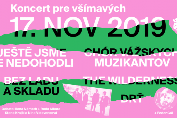 Koncert pre všímavých 17.11. v Umelke a vo Fuge  17. NOVEMBER 2019 – BRATISLAVA